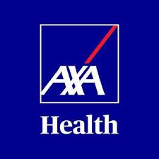 AXA Health logo on blue background, representing a prominent health insurance provider offering various plans and services for individuals and businesses.