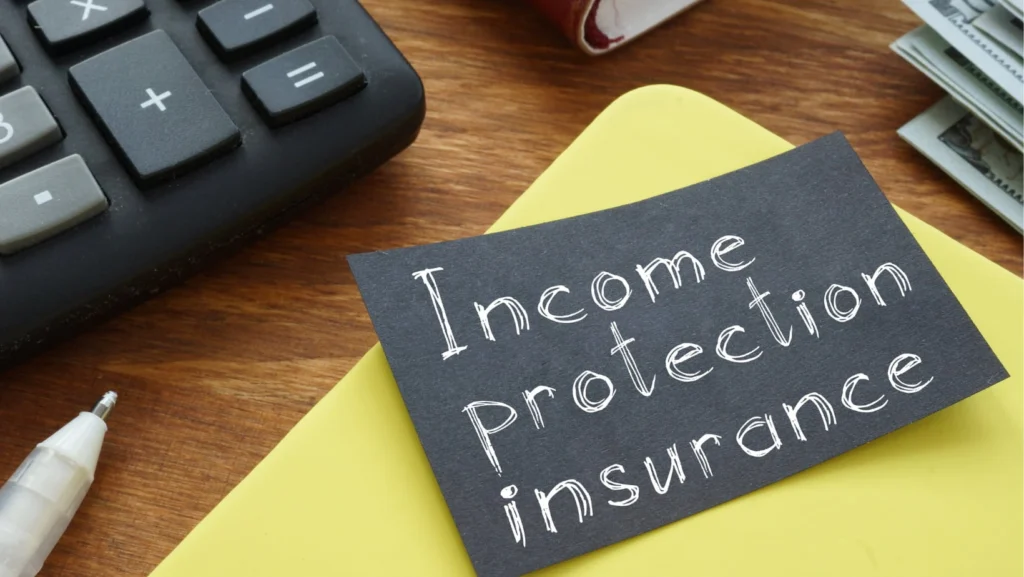 Income protection image on black paper